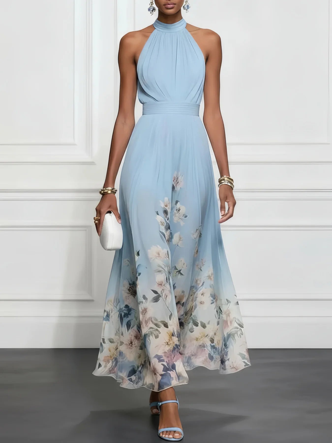 Freya | Floral Halter Maxi Dress