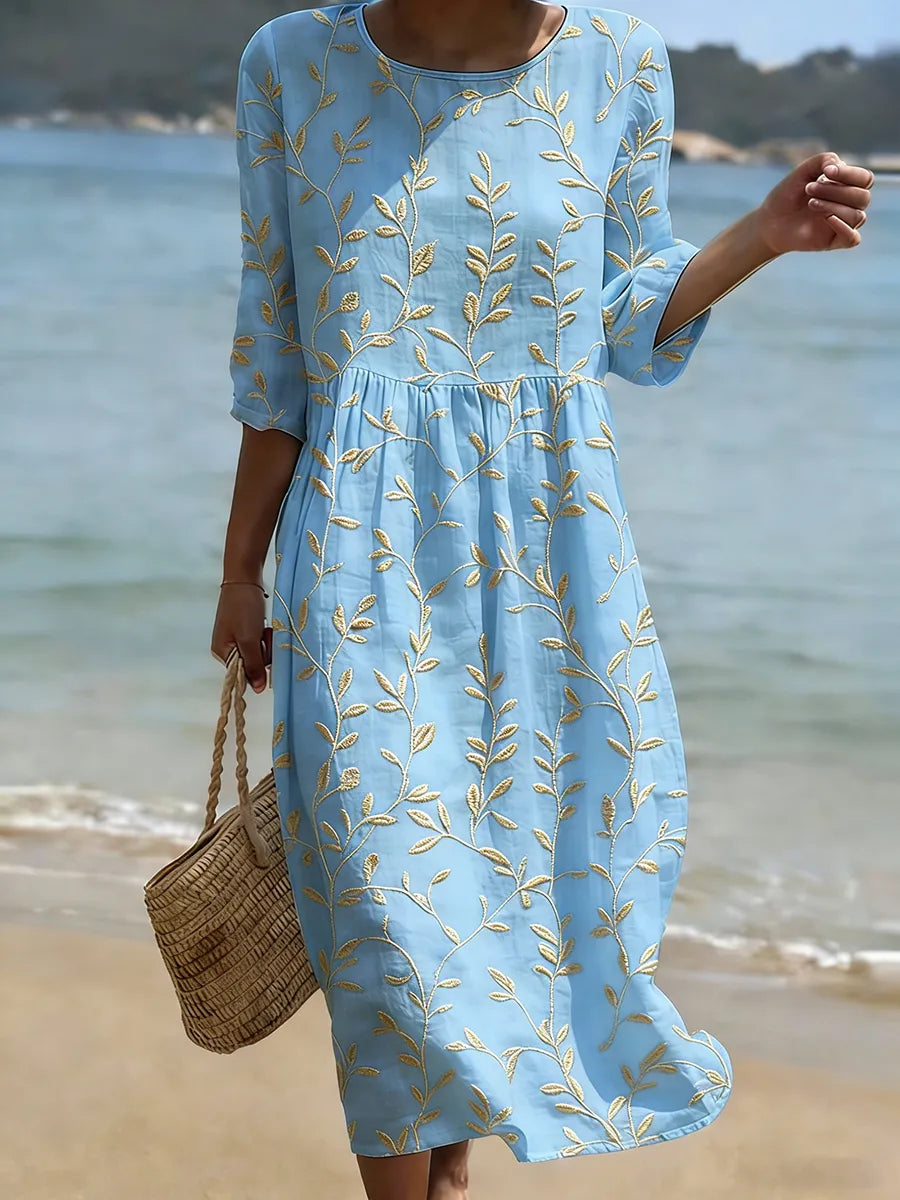 Natalie | Plant & Flower Print Flower Dress