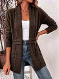 Camille™ | Chocolate Ribbed Knit Button-Tab Cardigan