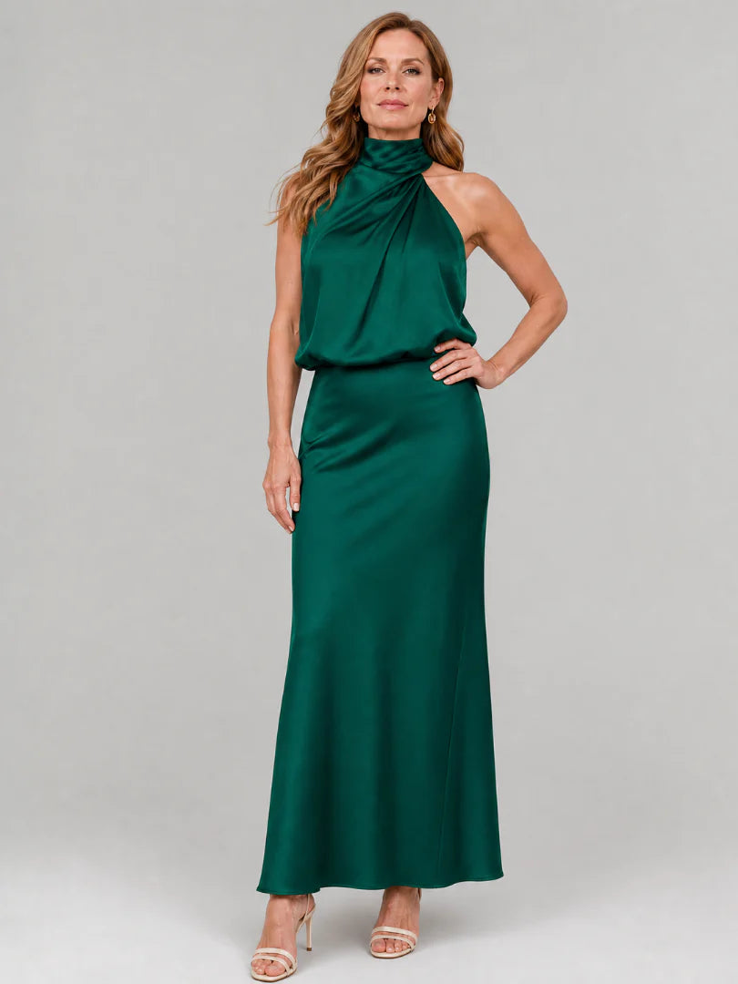 Nopal | Sleeveless Draped Neck Midi Dress
