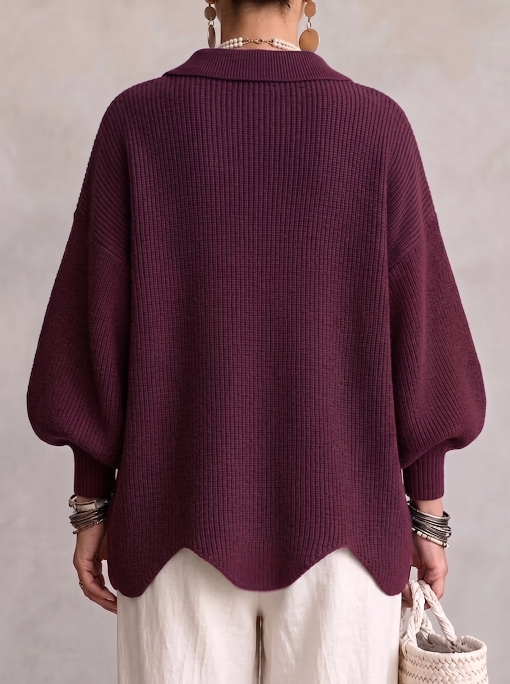 Elvinia™ | Oversized Collared Cardigan With Large Metal Buttons