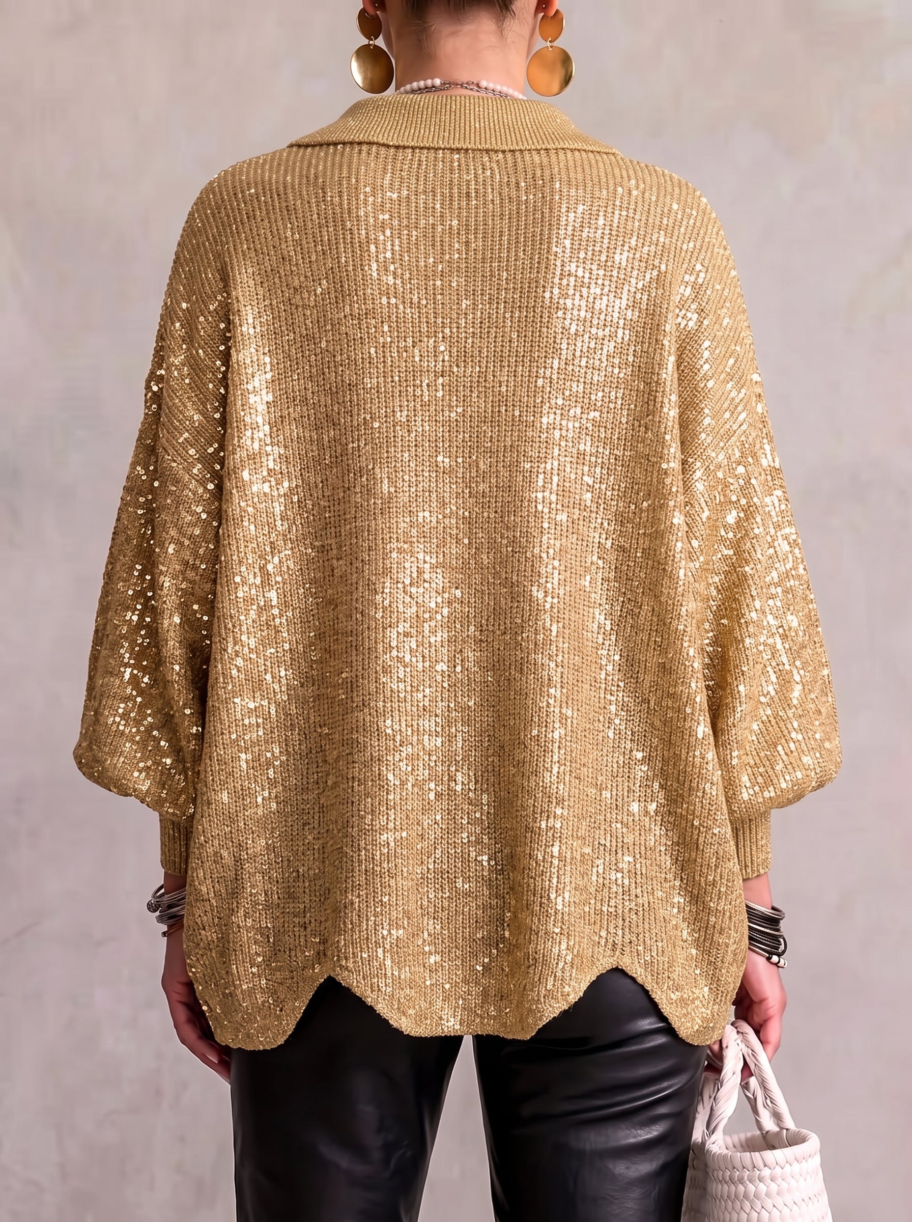 Elvinia™ | Oversized Collared Cardigan With Large Metal Buttons