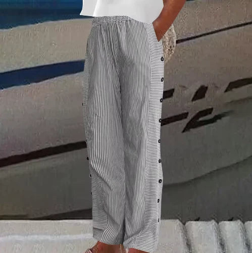 REA | COMFORTABLE STRIPED CASUAL PANTS